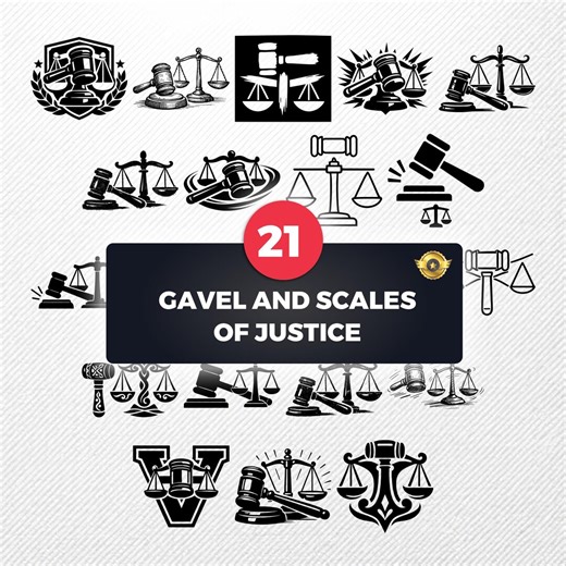 Gavel and Scales of Justice SVG Bundle | 21 Clipart PNG PDF Eps Dxf | Vector Drawings - Etsy