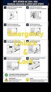 BFT ATHOS AC 25A / 40A Manual Release | How to Open Gate Manually | Emergency Unlock Guide