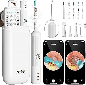 BEBIRD Earsight Plus Ear Wax Removal Tool Camera with HD Visual Otoscope, Smart WiFi Earwax Cleaner Kit, Safe Silicone Flexible Scoops & Tweezers Tools for Adults & Kids (White)