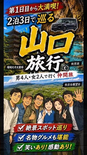 【山口旅行】瑠璃光寺 秋芳洞 秋吉台展望台 2泊3日の仲間旅！第1日目