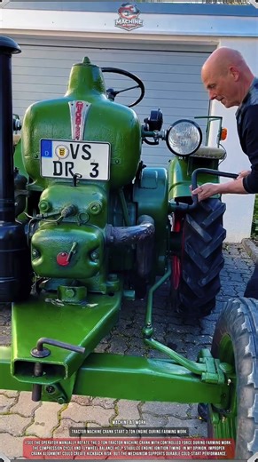 Tractor Machine Crank Start 3 Ton Engine During Farming Work