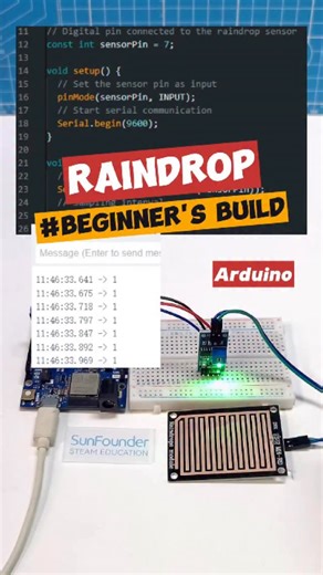 SunFounder Maker Education | Rain Detection with Arduino! Easy Sensor Tutorial 🌧️#Arduino #RainSensor #WeatherMonitoring #DigitalInput #STEMProjects | Instagram