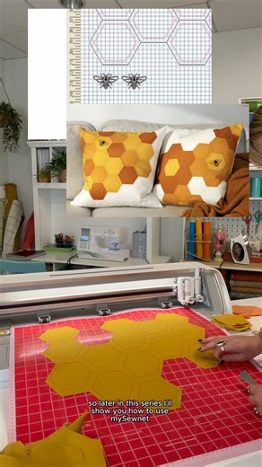3.6K views · 25 reactions | Singer Educator Carly has been busy as a bee learning some new techniques for the new year. With the help of her MOMENTO craft cutting machine and the mySewnet Studio, she is creating an adorable beehive pillow--fuzzy bee included! Follow along this month as she demos her process for you. Make your own: https://bit.ly/4j1tOsP | Singer North America | Facebook