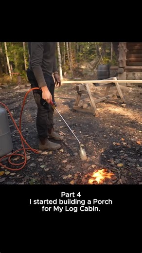 Part 4 I started building a Porch for my Log Cabin #loghouse #logcabin #building #bushcraft #survival