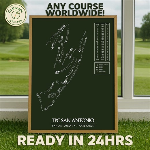 TPC San Antonio | San Antonio, TX | Custom Golf Course Map, Personalized Golf Print, Any Course Map, Golf Wall Art, Printable Golf Courses - Etsy