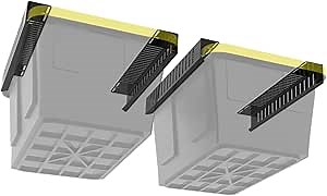 Overhead Bin Rack - Ceiling Mount Overhead Garage Storage Rack | Adjustable Width and Orientation | Heavy Duty Ceiling Bin Storage Rails | Fits Black & Yellow Storage Bins | USA Designed (2 Bins)