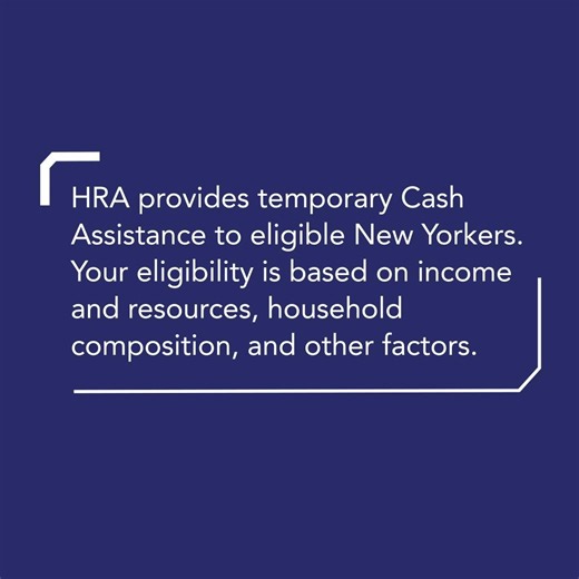 NYC Human Resources Admin. on Instagram: "HRA’s Cash Assistance program provides emergency or ongoing benefits to help pay for housing and essential needs. You can apply for CA online on #ACCESSHRA! Learn more at https://on.nyc.gov/44Q8a2g #BenefitsSpotlight!"