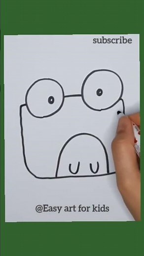CUTE __ big eyed frog 🐸 【super easy drawing】