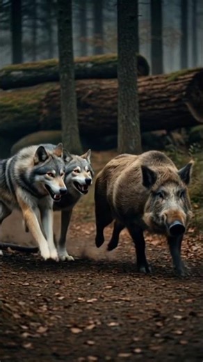 Pack of Wolves vs Wild Boar! 🐺🔥 #wildlife #wolf #wildbour #shorts