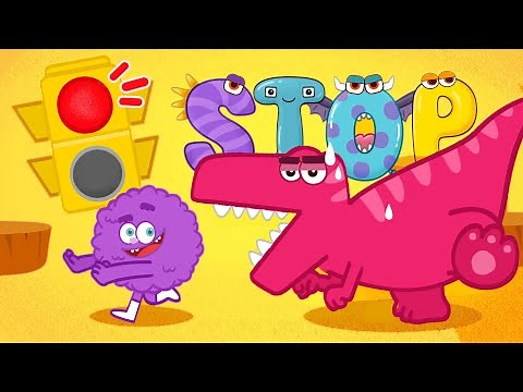 Red light stop & Green light go song - dinosaur & monster nursery rhymes