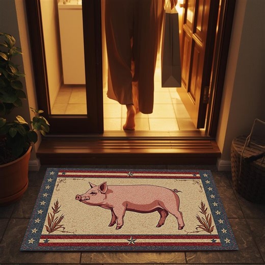 Patriotic Pig Door Mat, Rustic Americana Farmhouse Welcome Mat, Country Home Decor - Etsy