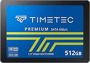 Timetec 512GB SSD 3D NAND SATA III 6Gb/s 2.5 Inch 7mm (0.28") Read Speed Up to 550 MB/s SLC Cache Performance Boost Internal Solid State Drive for PC Computer Desktop and Laptop (Pinnacle)