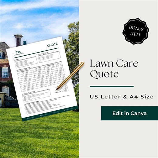Lawn Care Quote Template, Landscaping Quote Template, Landscaping Estimate Template, Landscaping Cost Estimate, Lawn Mowing Quote, LCB102-1 - Etsy