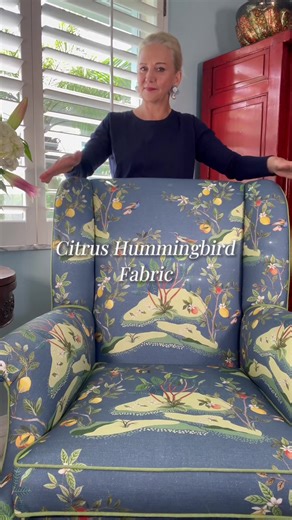 Boring Fabric is OUT. I promise you. Every house needs at least one fun chair. We used our Citrus Hummingbird fabric on this chair and it's definitely a conversation starter. It comes in multiple color ways. Visit daisybennettdesigns.com and check it out!