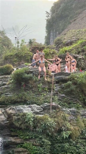Beauty Meets the Wild – Epic Waterfall Jump 🌊 #shorts