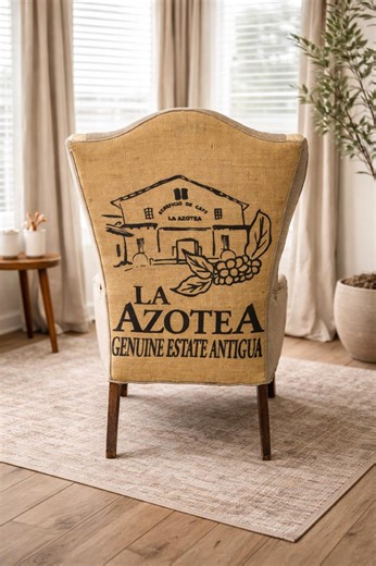 Vintage Wingback Chair • Guatemalan Coffee Sack • Upcycled Accent Seating - Etsy Canada