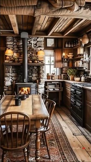 Cozy Rustic Kitchen Cabin | Warm Vintage Home Aesthetic 🪵🔥