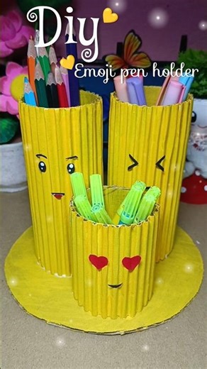 Diy emoji pen holder 😍#diy #shorts #emoji #penholder