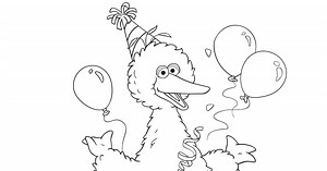 Free Printable Big Bird Birthday Coloring Page from Sesame Street