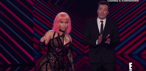 Nicki Minaj winks at Michael B. Jordan during People's Choice