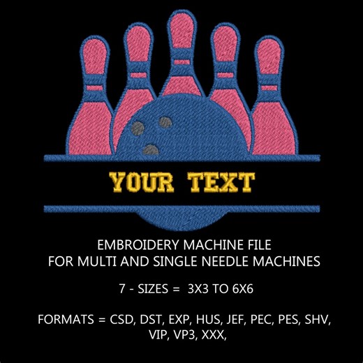 Bowling Split Monogram Embroidery Design – 7 Sizes (digital Download) - Etsy