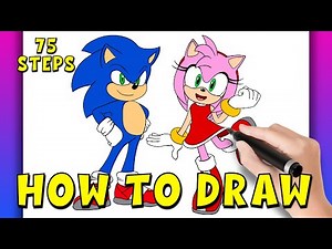 How to draw step by step Sonic the Hedgehog and Amy Rose | Sonic Team
