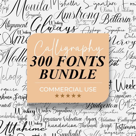 300+ Calligraphy Fonts Bundle: Decorative Fonts for Cricut, Handwriting Fonts, Wedding Fonts, Script Fonts, Cursive Font, Procreate Fonts - Etsy