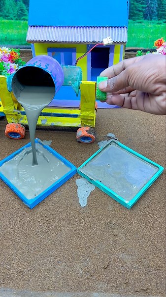 Incredible DIY Mini Tractor Making a Real Cement Pillar! 🚜🏗️ #Shorts