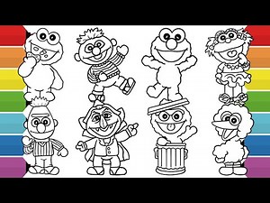 All Sesame Street Characters Coloring Pages | Elmo, Cookie Monster, Ernie, Bert, Big Bird & Zoe