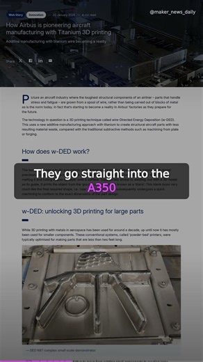 Airbus 3D Prints 23-Foot Titanium Plane Parts #3dprinting
