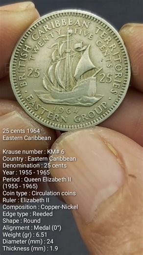 25 cents Eastern Caribbean 1964 #cents #eastern #caribbean #coin #coins