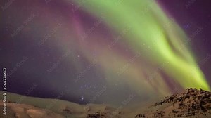 Series of Beautiful Northern Lights or better known as Aurora Borealis time lapse view in 4K