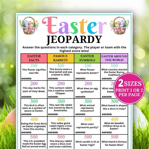 Easter Jeopardy Game, Printable Activity, Easter Party Game, Trivia Quiz for Kids Adults, Jeopardy, Easter Family Game, Easter Game Night - Etsy UK