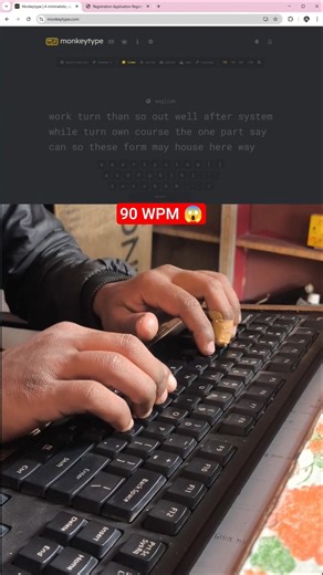 90 WPM😱 Keyboard Typing Speed Look #90wpm #monkeytype #fasttyping #typingshorts #raushantypingmaster