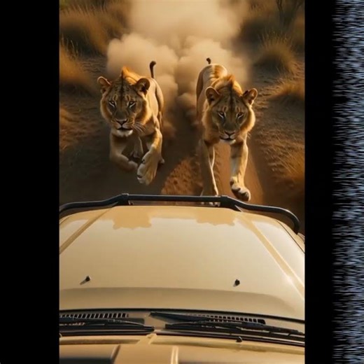 Two Lions Chase a Meat-Filled Vehicle | Wildlife Survival Story 🦁🔥