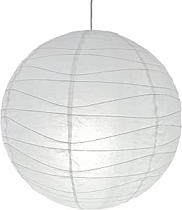 Round Irregular Wave Design Paper Lampshade, Collapsible, Rice Paper, Green, for Living Room, Bedroom Decor, Gift (23.6inc(60cm)), White, HJ-Z1807WH