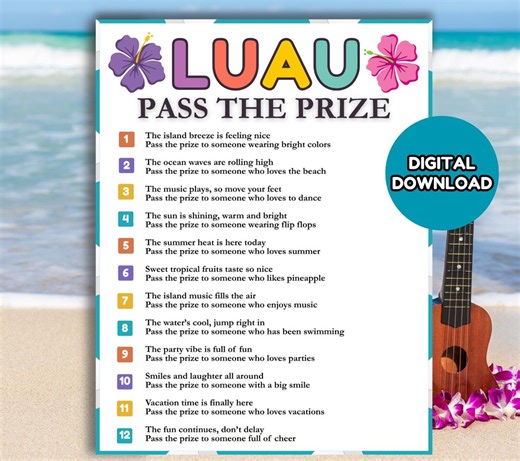 Luau Games Pass the Prize, Luau Party Games, Hawaiian Themed Game, Summer Party Games, Hawaiian Game, Tropical Game, Luau Pass the Gift Game - Etsy