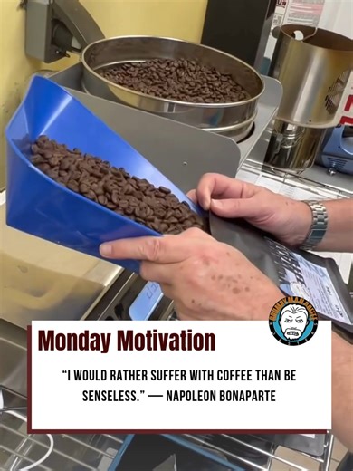 He conquered nations. Coffee helps you conquer Mondays. Come by the Shop or Order Online GrumpyManCoffee.com | Grumpy Man Coffee Roasters