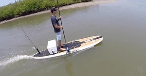 WaveJet electric jet-drive angler paddleboard swims with the fishes