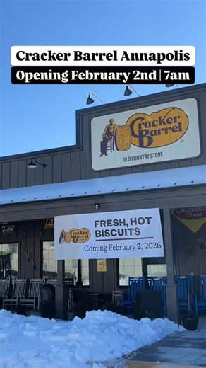 Cracker Barrel Annapolis OPENING February 2nd at 7am We were so excited to be invited to the Friends & Family sneak peek today of the brand new Cracker Barrel Old Country Store in Annapolis 🤍 🍽️ It’s the same cozy country store vibes we love, with a fresh, updated feel with Annapolis-inspired décor, tons of seating (including new community tables!), a cozy fireplace, and all our favorite delicious comfort food! The staff gave us the friendliest welcome and you can truly feel how excited they a