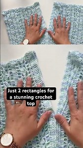 No shaping, no stress, no fuss- just 2 simple rectangles for a stunning V neck top #crochettop