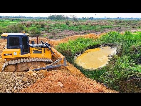 Massive Land Filling! 25 Ton Dump Truck Unloading & Bulldozer Pushing Soil | Heavy Equipment Power