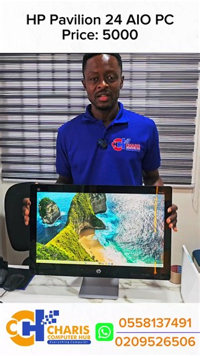 HP Pavilion 24 AIO PC 24 Inches FHD Touchscreen Display AMD A6 @2.0GHz 2tb hdd 8gb ram Touchscreen AMD Radeon R4 graphics (1GB dedicated) 6 USB ports, HDMI, network port etc. 24 Inch Full HD resolution Wi-Fi, Bluetooth, webcam Price: 5000