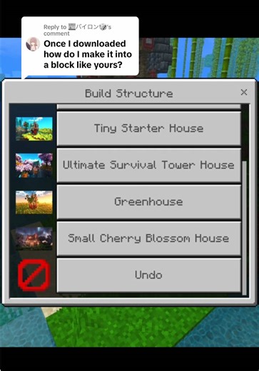 Replying to @📰バイロン🎲 Make Block Builder to spawn house by selecting menu structure. Get it in House Builder for Minecraft app #minecraft #gaming #mcpe #fypシ゚ #viral