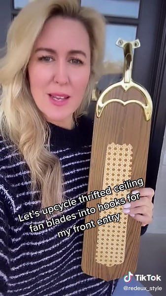 Transforming Thrifted Ceiling Fan Blades into Hooks for Front Entry