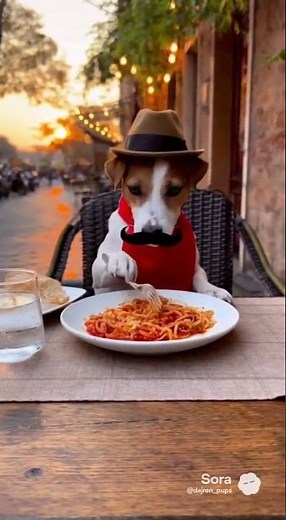 Dog Eats Spaghetti Like a Pro!