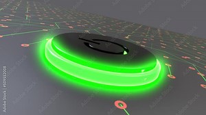 Power button turning on and off on digital background. Power on concept. 3d rendering