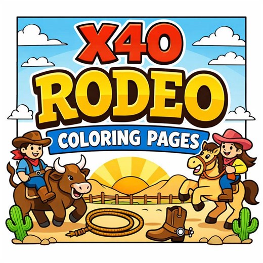 Rodeo Coloring Pages | Fun Art Activity | Kindergarten–12th Grade - Etsy