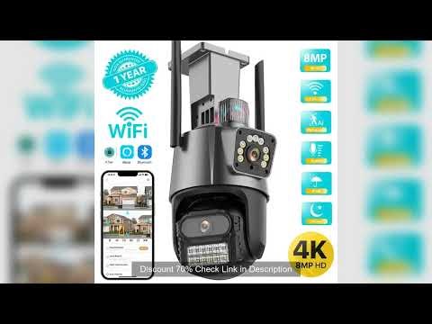 Outdoor Wifi PTZ Camera 4K 8MP HD Dual-Lens Dual Screen Camera AI Auto Tracking 4MP Video Surveillan
