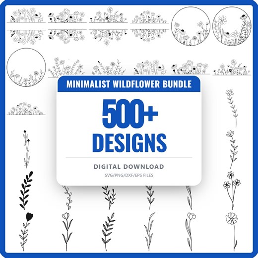 Minimalist Wildflower SVG Bundle 500  Floral Designs for Cricut and Silhouette - Etsy
